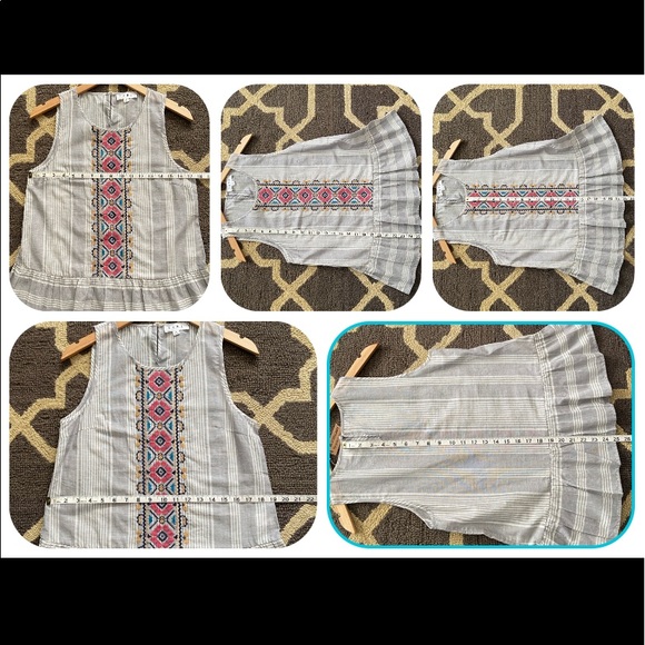 NWT Embroidered Sleeveless Peplum Top - Picture 3 of 3